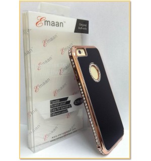 EMAAN - Luxury Diamond Crystal Rhinestone Bling Hard Case Cover For Apple iPhone 6 4.7" - BLACK & GOLD COLOR